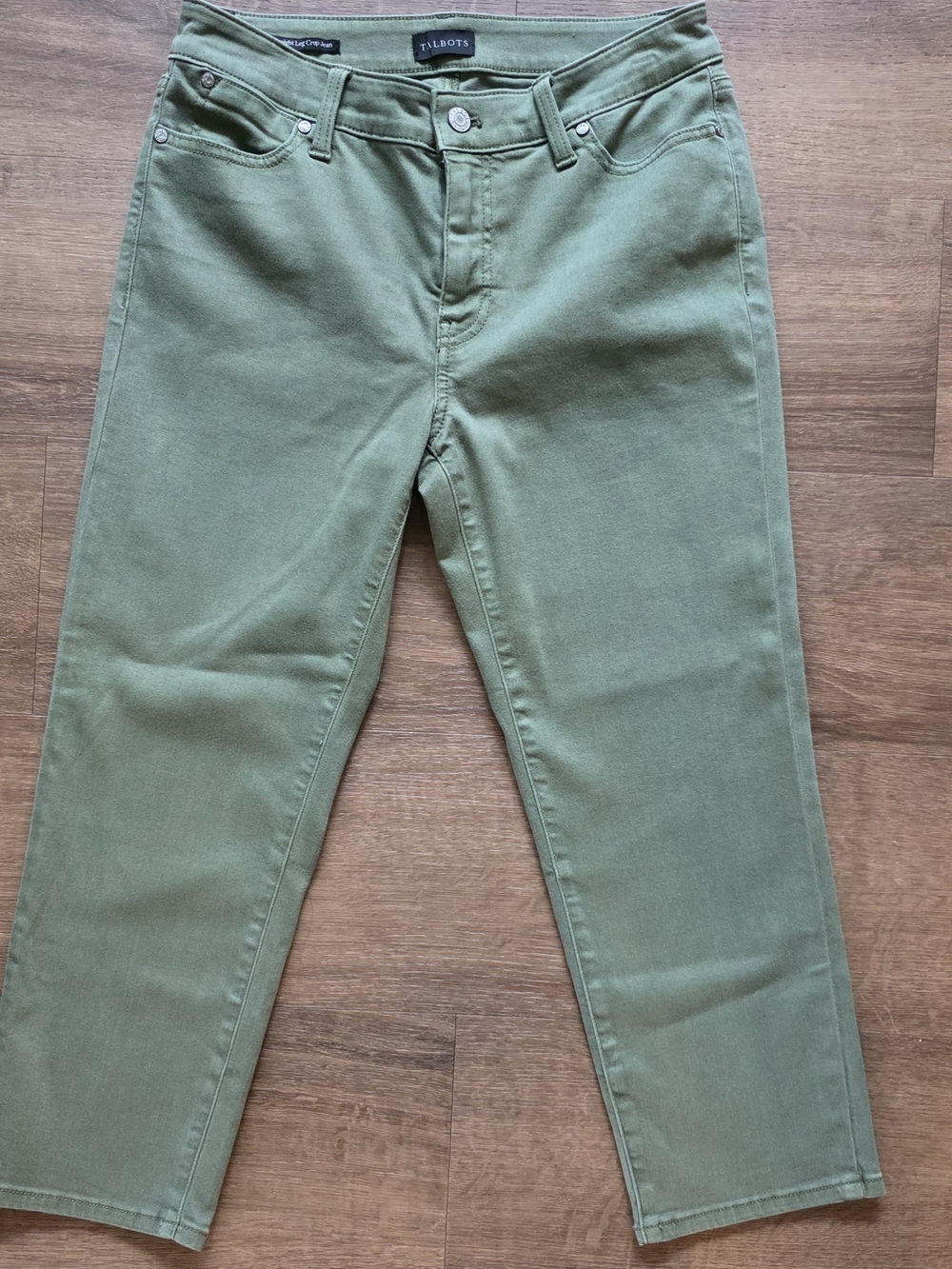 Talbots Straight Leg Crop Jeans Olive Green Women’s Size 4P Petite